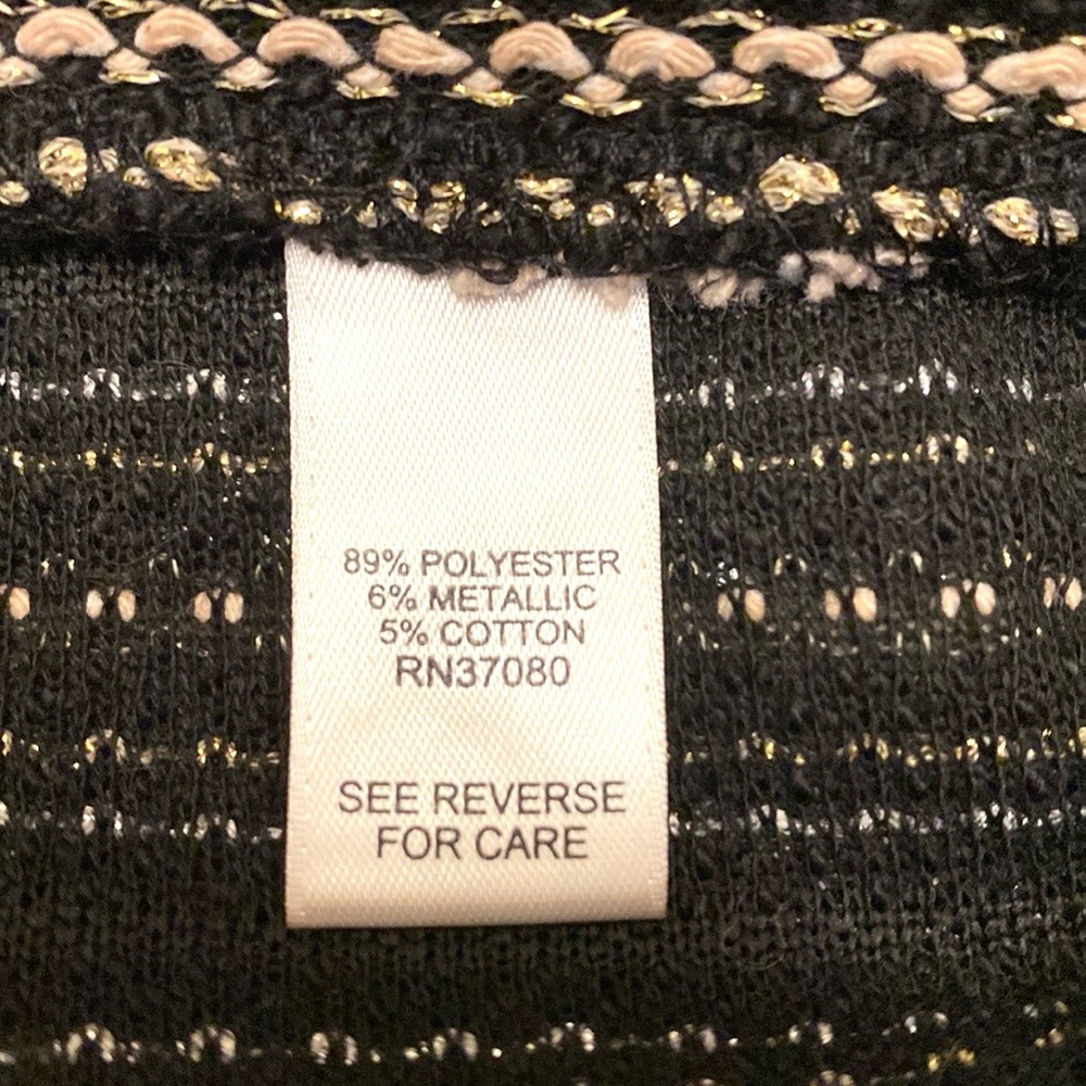 Cato Black Metallic Sequin Striped Silver Gold Flare Business Career Skirt SZ L - Picture 9 of 10